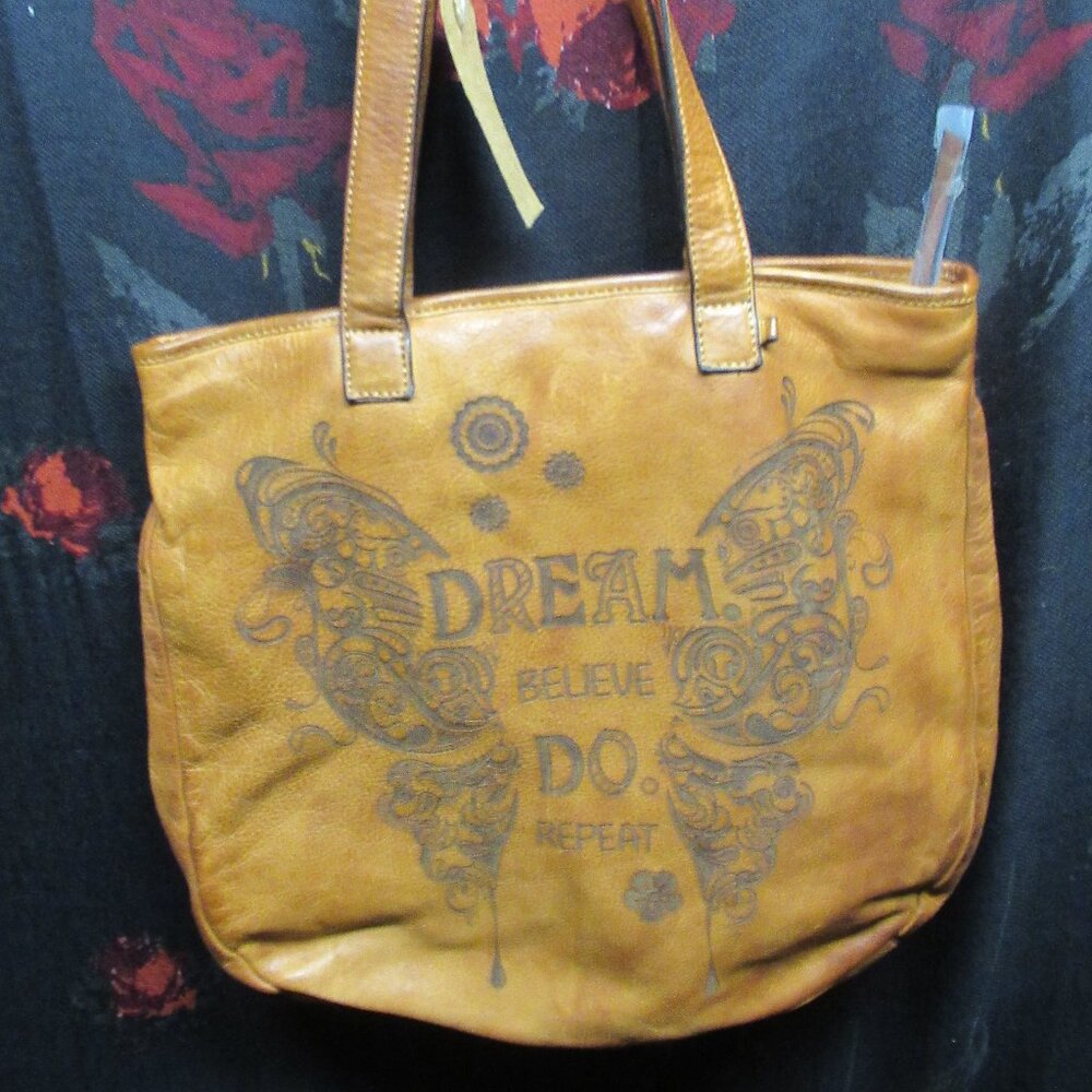 Boho Firenze Bella Sharif Leather Hobo Bag Butterfly